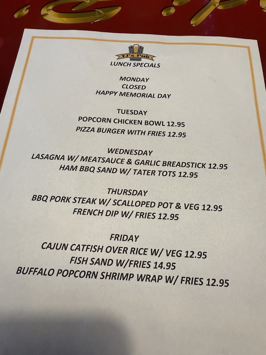 Jodi B's Restaurant Menu - Image 1